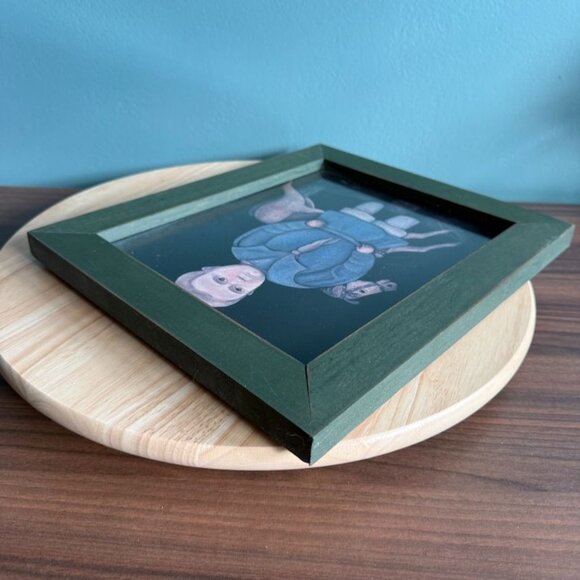 Vintage 1988 Norma Schneeman Framed Art Print Of Child With Horse In Green Wood - Picture 5 of 9